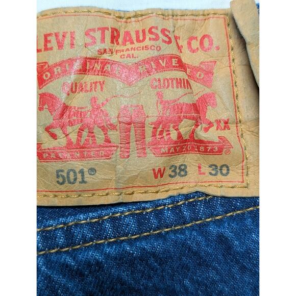 Levi’s 501 Original Fit Button Fly Jeans W38 L30 (Measures 26”) Classic Blue - Picture 2 of 10